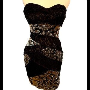 Cocktail dress black and silver sequins